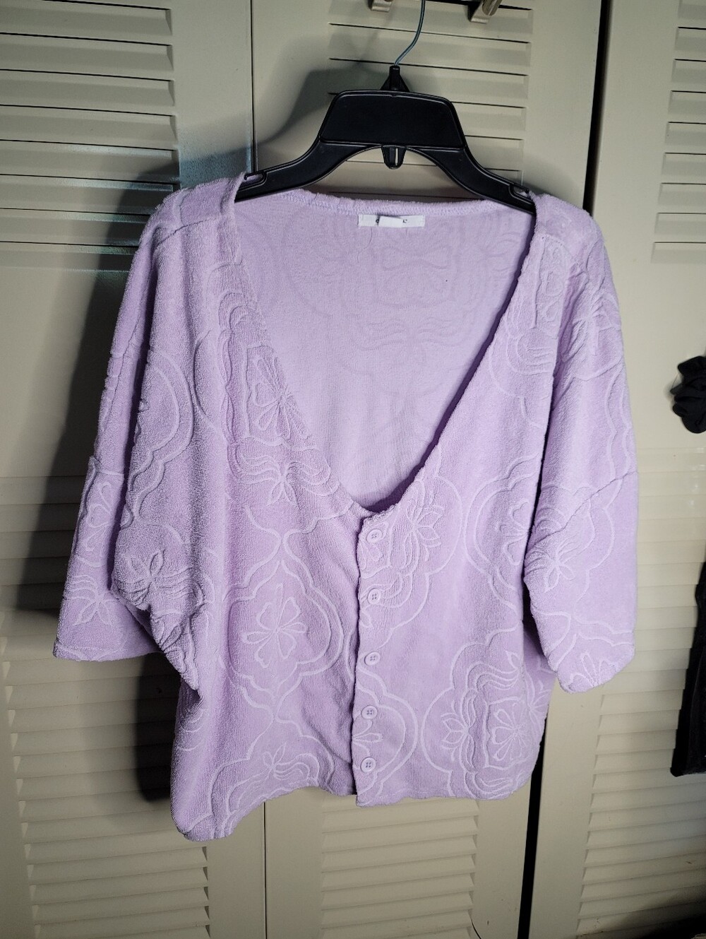 Lavender Floral Knit Button-Front Women’s Top